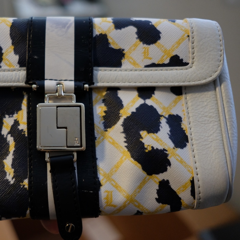 L.A.M.B. White Leopard Chateau Clutch